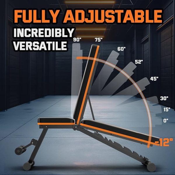 Lusper Weight Bench for Home Gym, Adjustable and Foldable 700LB Weight Bench, Multi-Purpose Workout Bench for Bench Press Sit up Incline Flat Decline - Image 4