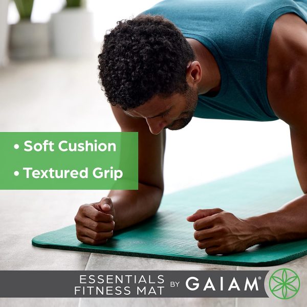 Gaiam Essentials Thick Yoga Mat Fitness & Exercise Mat with Easy-Cinch Yoga Mat Carrier Strap, 72"L x 24"W x 2/5 Inch Thick - Image 5