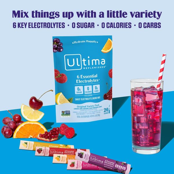 Ultima Replenisher Daily Electrolyte Drink Mix – Original Variety, 20 Stickpacks – Hydration Packets with 6 Electrolytes & Minerals – Keto Friendly, Vegan, Non- GMO & Sugar-Free Electrolyte Powder - Image 3